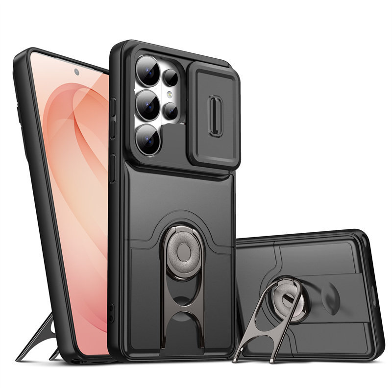 Nueva lente cubierta deslizante para Samsung s26ultra caso de teléfono móvil anillo soporte giratorio A57 funda transfronteriza