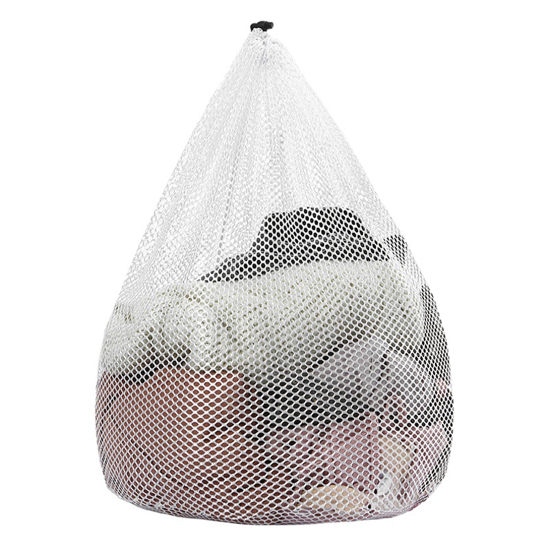 Bolsa de lavandería al por mayor del hogar con cordón engrosado extra grande de lavado cilíndrico bolsa de cordón traje de malla fina bolsa de cordón de malla gruesa