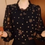 v领长袖薄款碎花小衫