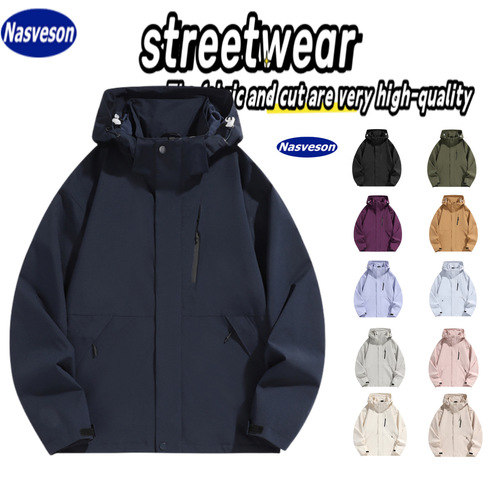2024 Spring and Autumn Couple Outdoor Three-Proof Jacket Jacket Men's Mountaineering Jacket Hooded Jacket Men's Camping Hiking Single Rush
