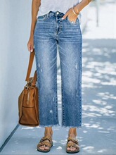 H 24406 European American Loose Denim Cropped Pants ����ţ��