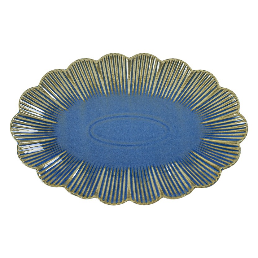 De estilo japonés de la vendimia de encaje de cerámica plato de pescado restaurante vajilla de alta calidad plato de pescado al vapor hogar micro defecto