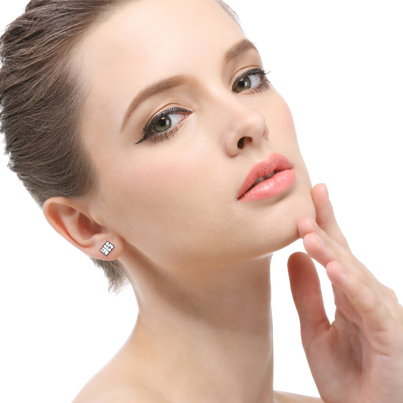 Internet celebridad personalizada discoteca pendientes de moda s925 plata yesno Inglés letra pendientes sentido del diseño de una sola pieza de entrega