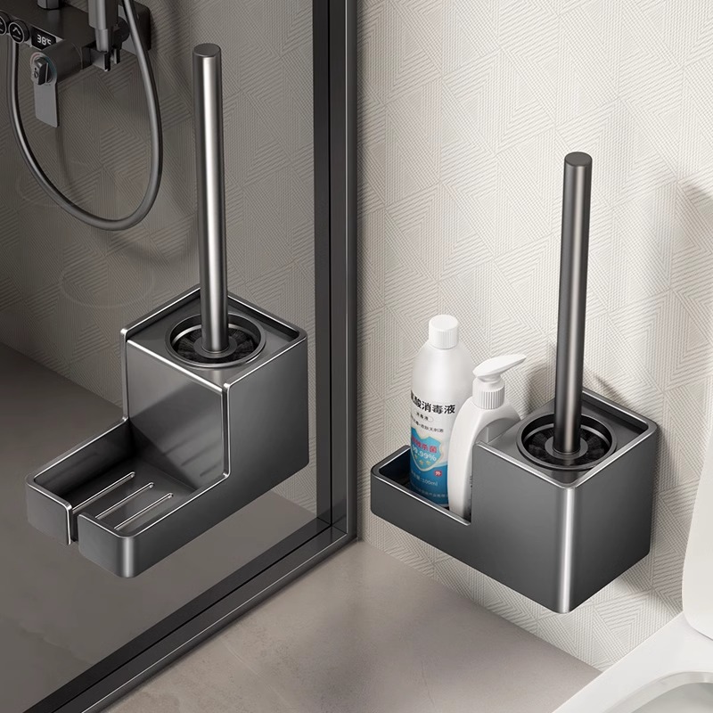Cepillo de inodoro rack de almacenamiento sin perforaciones hogar no muerto ángulo cepillo de inodoro baño aseo artefacto de limpieza