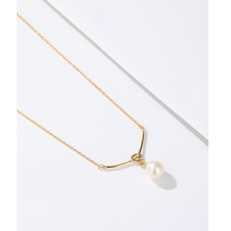 S925 plata esterlina collar de perlas de agua dulce de las mujeres Luz de lujo de alto grado nicho diseño todo-fósforo clavícula cadena colgante collar