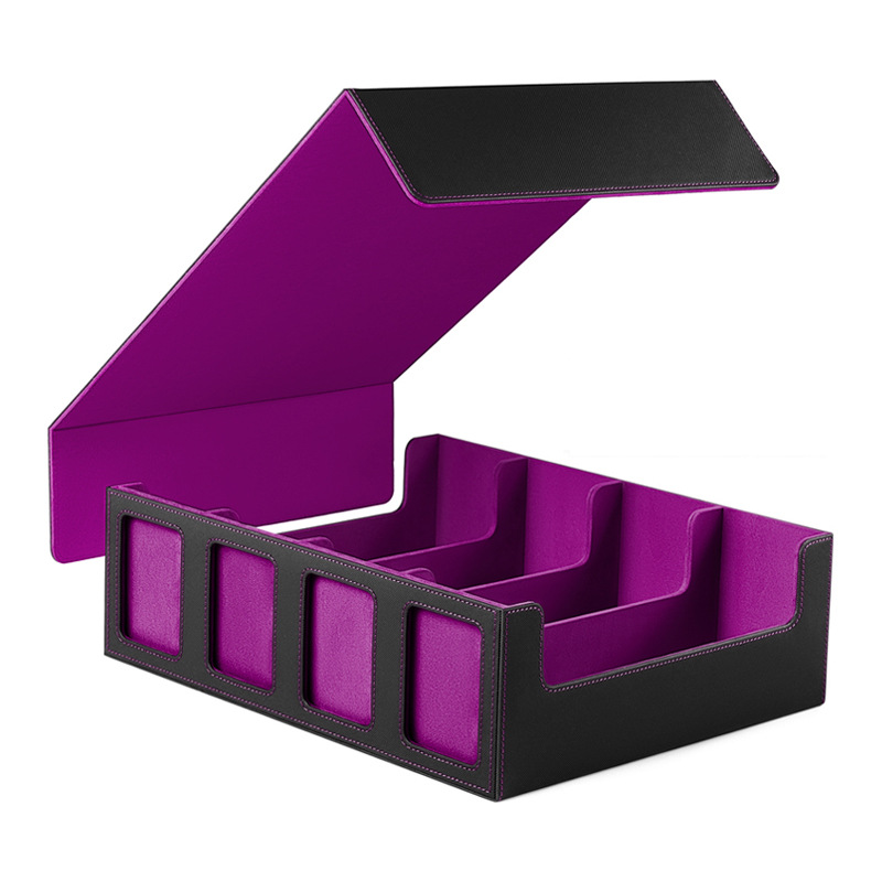 대용량 4칸 창문형 카드 케이스 - 블랙 퍼플