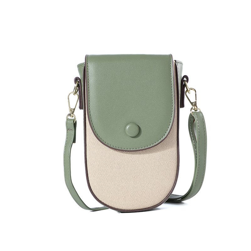 Bolso bandolera Mujer Versión coreana de la moda patrón de lona Versión vertical de la bolsa de teléfono móvil con múltiples tarjetas Versión coreana simple Bolso diagonal de un solo hombro al por mayor