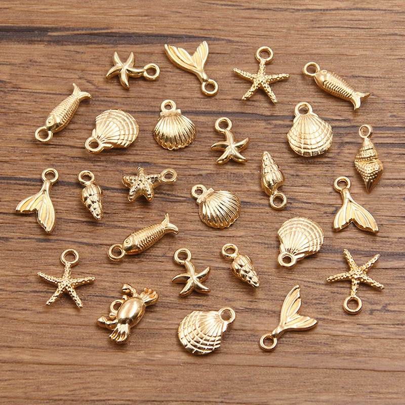 Ювелирные подвески из сплава huan, 10 шт. KC gold, морская тематика: морская звезда, ракушка, рыба