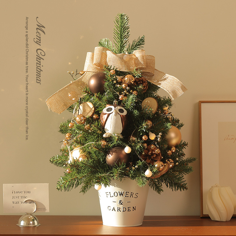 Nuevo paquete de árbol de Navidad transfronterizo decoración de Navidad doméstica decoración luminosa mini mini decoración de escritorio DIY