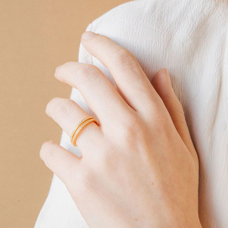 304 Stainless Steel Material PVD Coated 14K Gold Rose Gold Real Gold Plated Solid Color 304 Stainless Steel Simple Style Waterproof Non Tarnish Rings