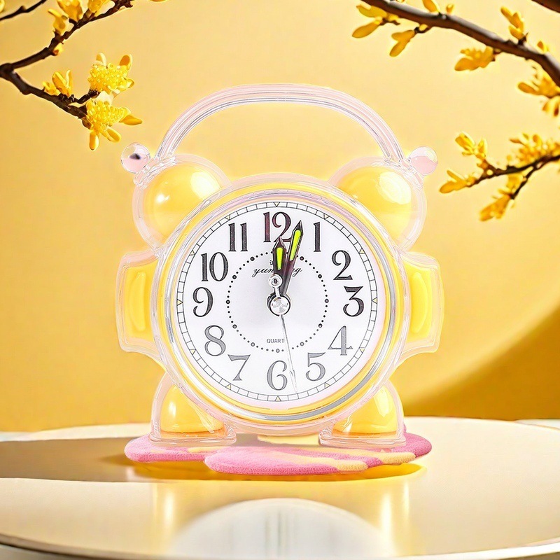 Cute Children's Small Alarm Clock Student Plastic Bedside Clock Simple Clock Multi-Color Desktop Clock Cartoon Girl Clock