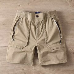 高品質夏カジュアル純綿五分ズボン工装ジッパーポケットストレートパンツ微弾スポーツパンツ男性