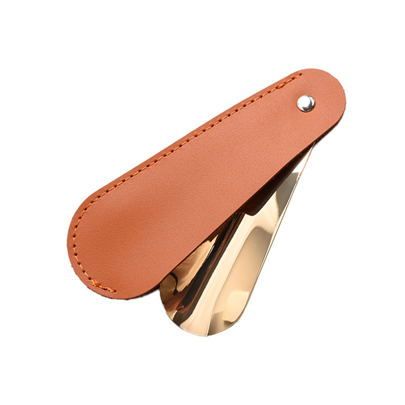 Calzador de Zapatos de Cuero, Estuche Portátil de Cuero, Herramienta Unisex para Ponerse Zapatos