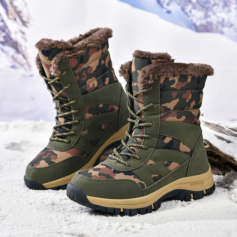 Botas de Nieve Altas de Camuflaje para Mujer, Cuero Sintético, Térmico, para Deportes image 1