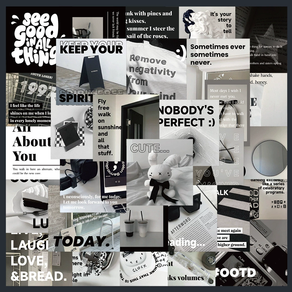 30 черно-белых холодных ветряных наклеек для украшения ручного дневника для ноутбука чехол для гитары водяные чашки скрапбукинг