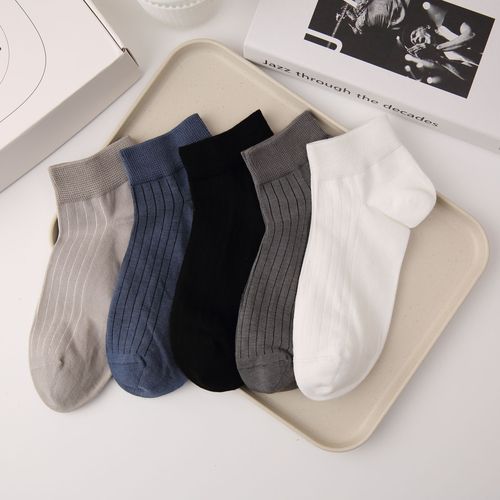Spring and summer boneless socks men's socks ultra-thin 40 count anti-pilling combed cotton men's striped boat socks basic socks