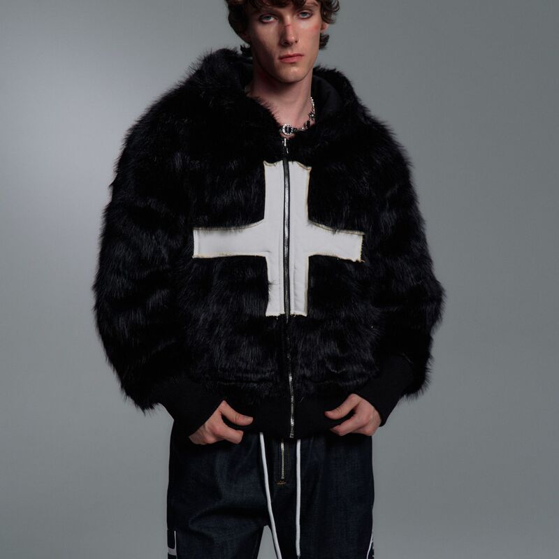 Trendy Men's Streetwear Cool 2025 Winter Cold-Resistant Warm Faux Fur Coat Versatile Men's Overcoat