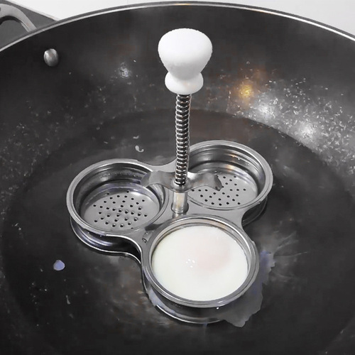 430 stainless steel three-compartment breakfast egg steamer spring handle egg creative DIY kitchen gadgets