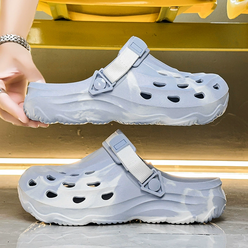 Мужские летние сабо больших размеров с камуфляжным принтом, трансграничная коллекция 2025 года, нескользящие пляжные сандалии из ЭВА для женщин с закрытым носком.