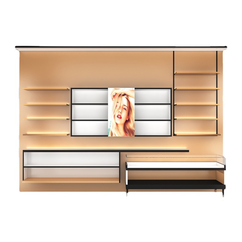 厂家直销化妆品包包展示陈列柜多层背柜高柜靠墙带灯条