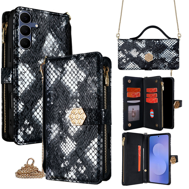 Suitable for Samsung S25U Flip Phone Case, S26Plus Zipper Wallet, Samsung S22 Crossbody Phone Leather Case