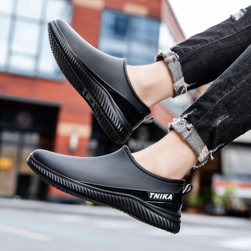 Herrenschuhe Regenstiefel Sommer Low Top Kurze Röhre Rutschfeste wasserdichte Schuhe Modische Low Top Regenstiefel Herren Überschuhe Gummischuhe_voghion.com