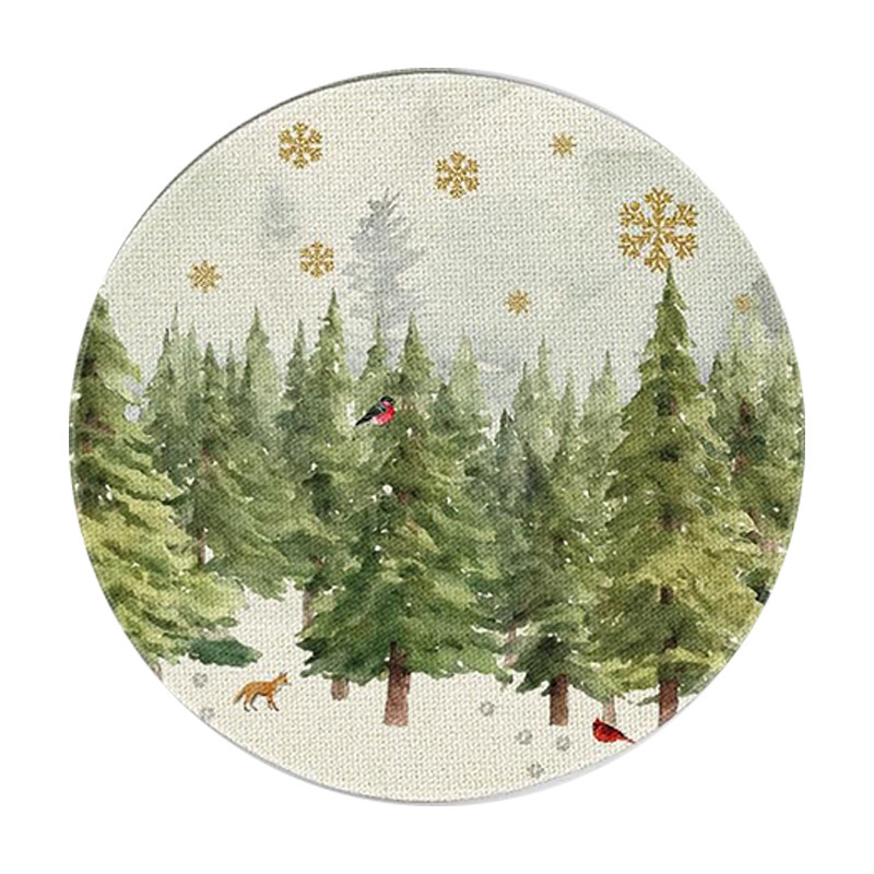Transfronterizos Amazon temu Navidad lino redondo almohadilla de mesa de corte borde artesanía cocina almohadilla de mesa de comedor