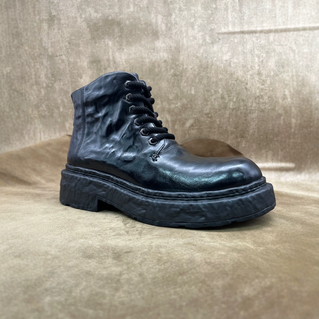 Кожаные ботинки Martin ручной работы на массивном винтажном каблуке, состаренные ботинки на шнуровке средней высоты для миниатюрных женщин, ботинки на толстой подошве для увеличения роста.