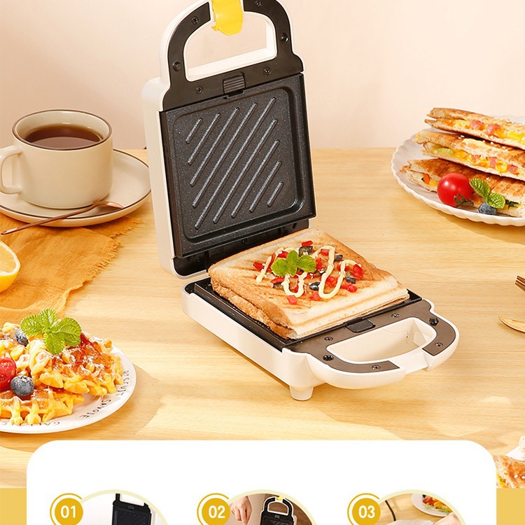 Máquina para hacer sándwiches auténtica, máquina para desayunos doméstica, tostadora multifuncional pequeña para gofres, máquina para preparar aperitivos, tostadora.