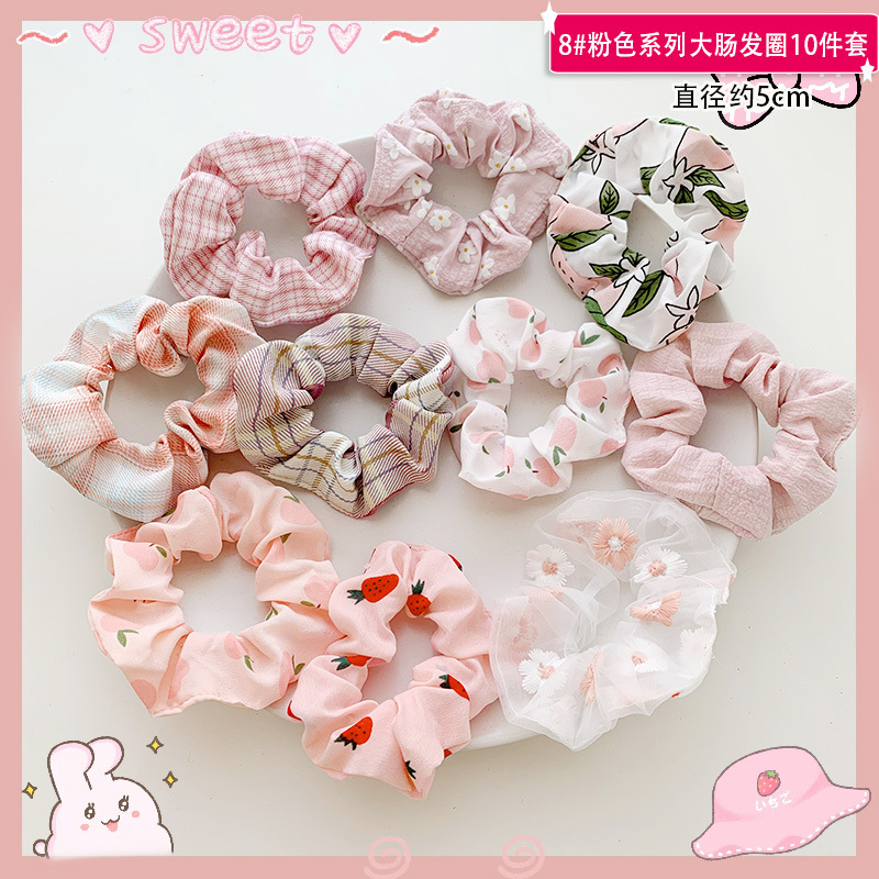 Envío gratis [paquete de 5] lazo para el cabello del intestino del cerdo coreano, cuerda para el cabello del intestino femenino, banda de goma para el cabello, lindo lazo para el cabello Baita