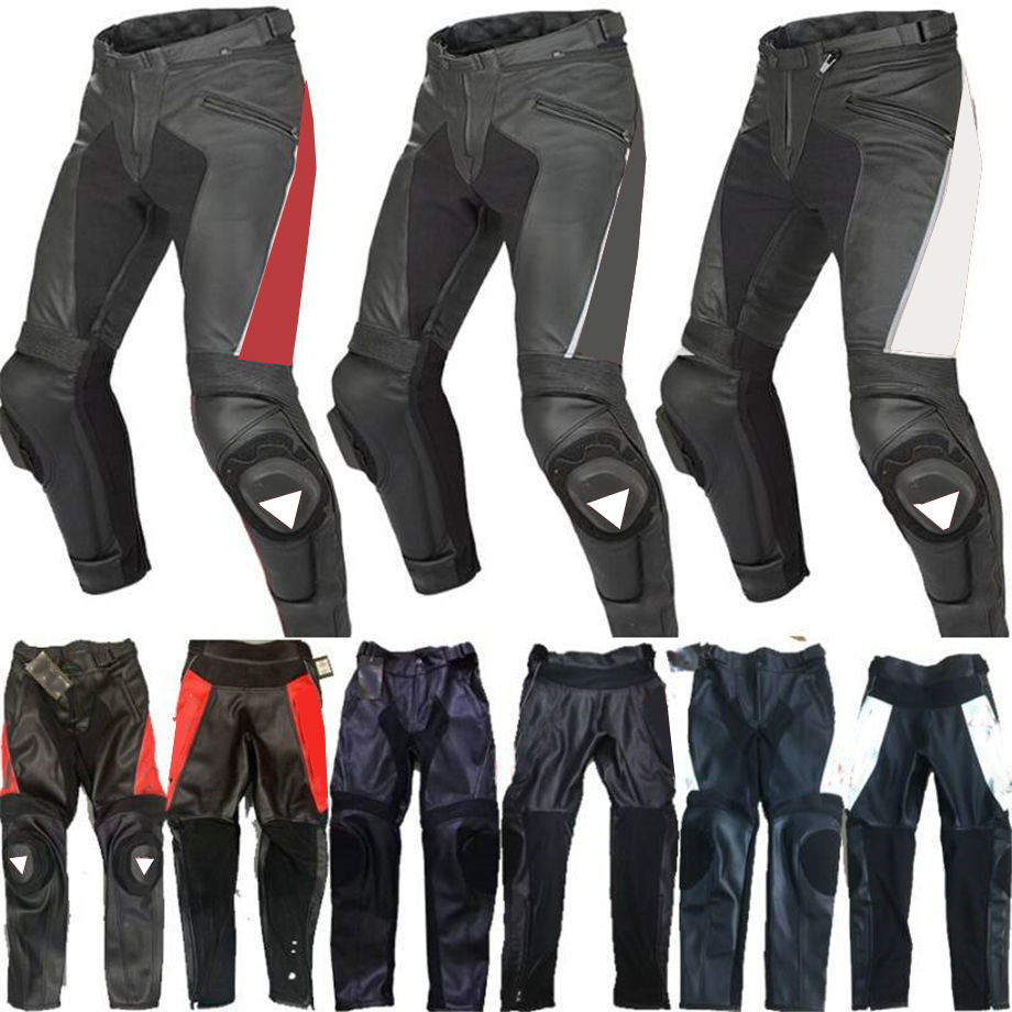 Motocicleta motocicleta jinete pantalones de cuero calle corriendo carreras anti-caída a prueba de viento ropa de montar pantalones de cuero de la motocicleta Pantalones