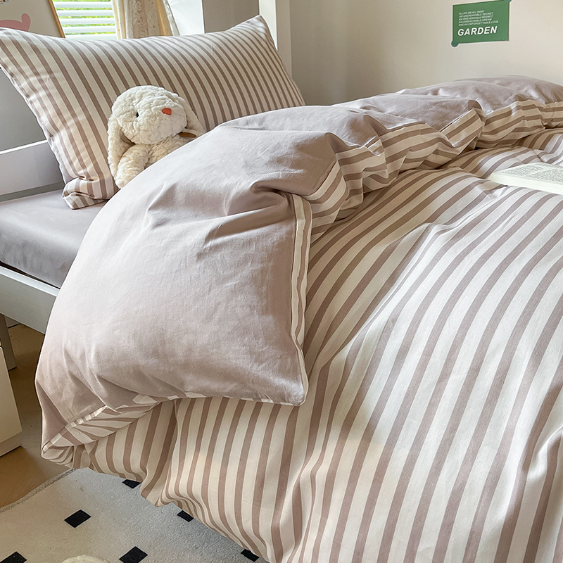 Ropa de cama de tres piezas para dormitorio de estudiantes universitarios, juego de cuatro piezas de algodón puro, funda de edredón de sábana individual 100% algodón