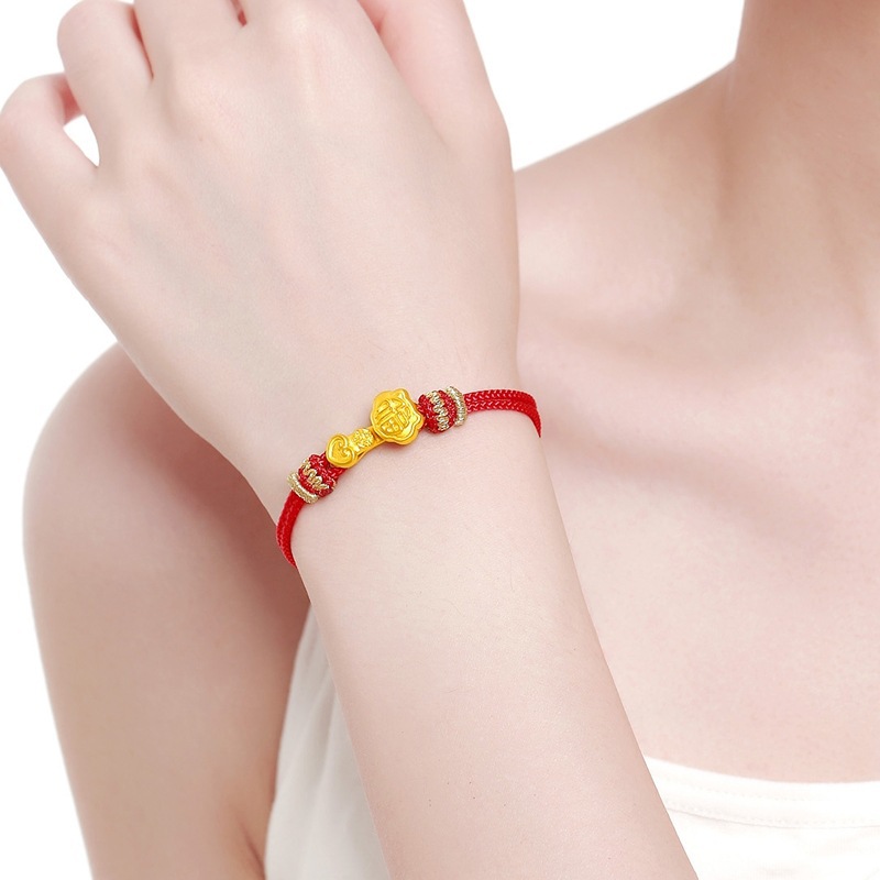 Braccialetto portafortuna in oro sabbia vietnamita, tutto va bene, bracciale in rame placcato oro, gioielli di coppia dal vivo_voghion.com