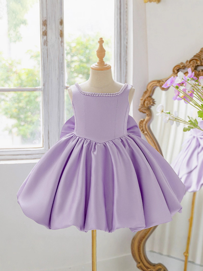 Faldas para niñas europeas y americanas, vestidos para niños, vestidos de princesa, vestidos de satén con lazo, vestidos de pasarela para niñas, vestidos de piano