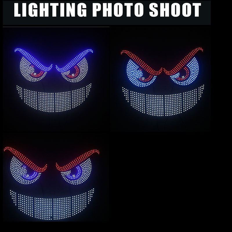 国境を越えた新しい悪魔の目 LED 表現ライト車のダイナミックアイライトサイドウィンドウ配線不要の車のディスプレイライト|undefined