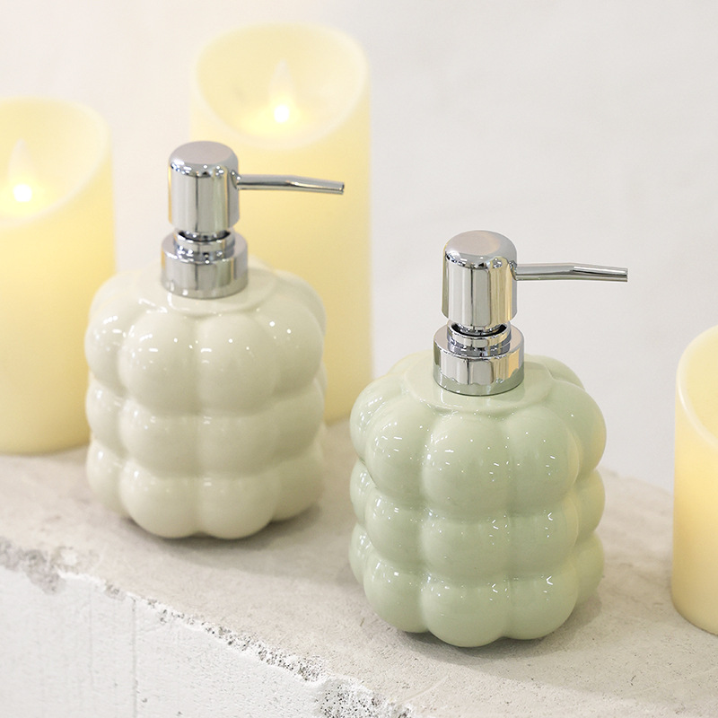 Botella de desinfectante de manos de cerámica simple botella de embalaje de champú de baño botella de prensa de loción botella de hotel