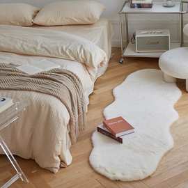 跨境代发仿兔毛绒地毯奶油风蓬松舒适I柔软卧室床边客厅沙发垫子