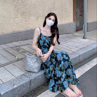 Sanya northwest Xinjiang Yunnan grassland beach travel wear seaside vacation photo super fairy suspender dress for women