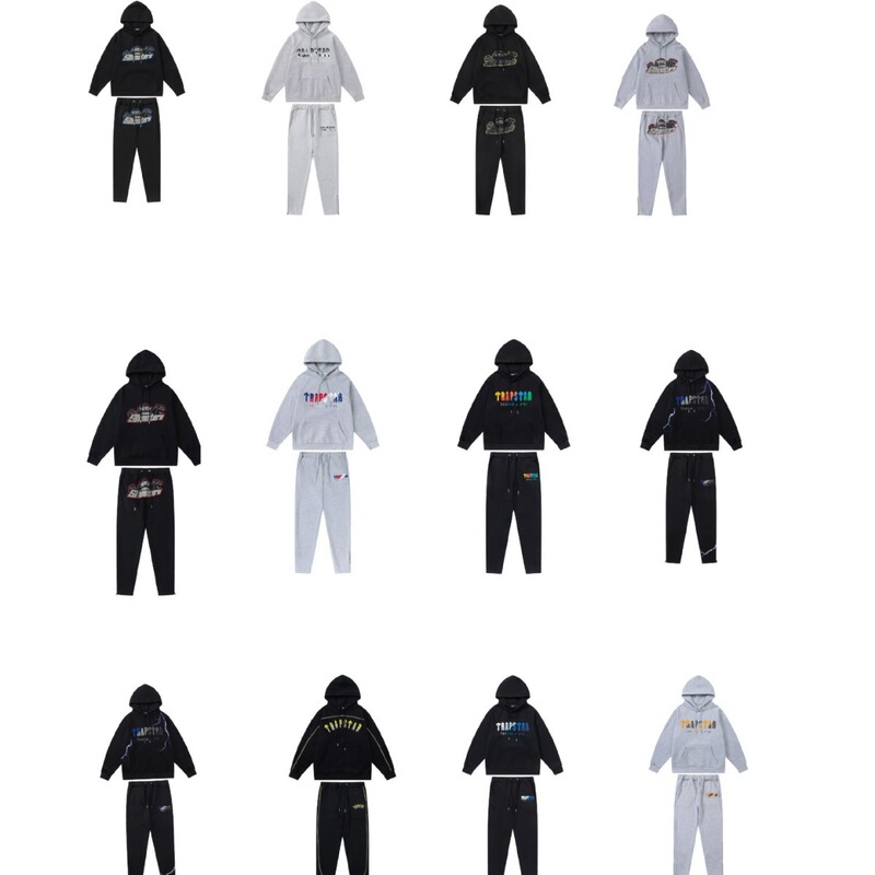 2023 American niche fashion brand letter towel embroidered hip hop men and women couple loose casual hooded sweater suit