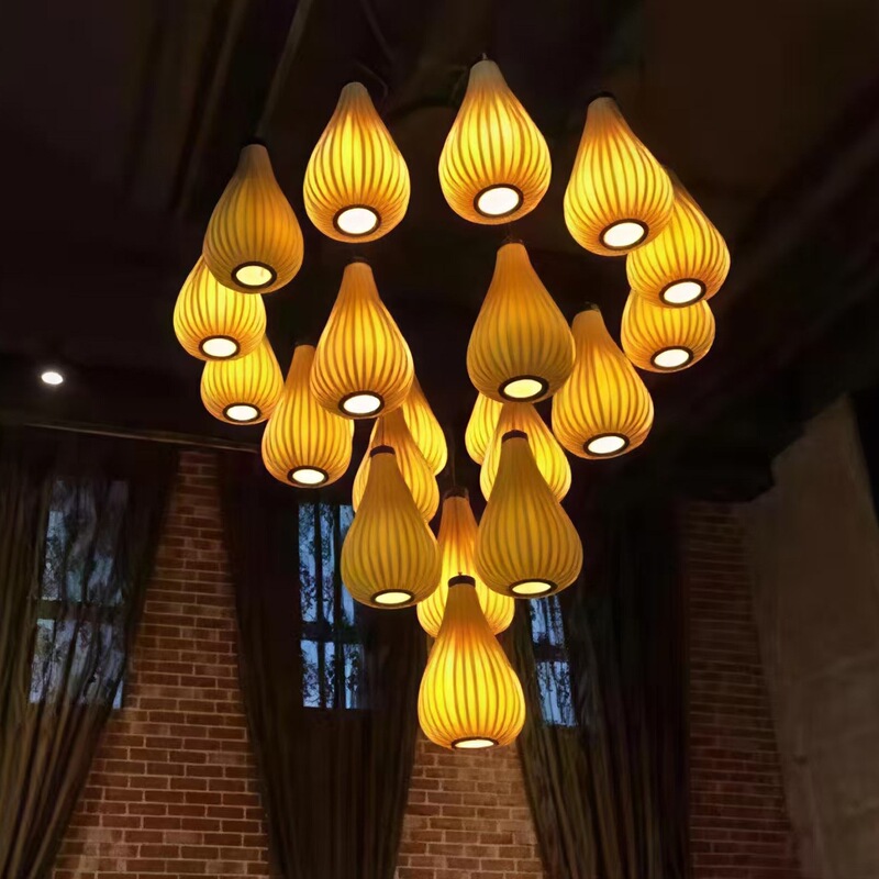 Chinese-style dining lighting, Southeast Asian-style lamps and lighting fixtures for restaurants, living rooms, guesthouses, and hot pot restaurants, bamboo and wood art chandeliers