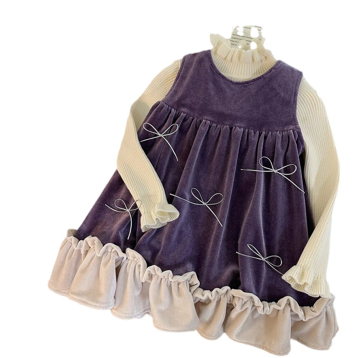 Niñas vestidos de terciopelo de otoño y invierno para niños vestidos de princesa de terciopelo de temperamento para niñas vestidos de cumpleaños de alta calidad