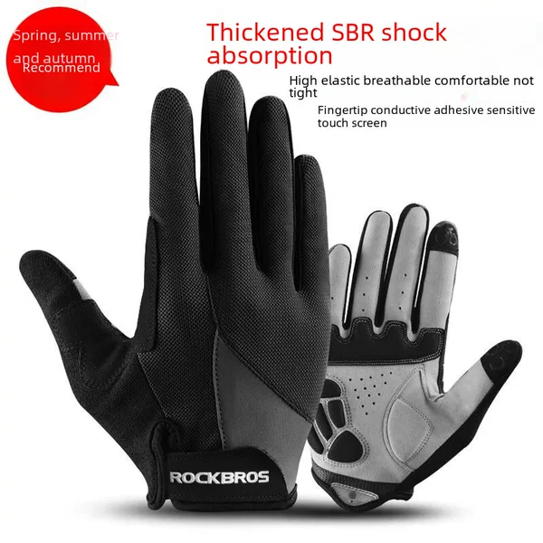 ROCKBROS spring autumn winter men's and women's long finger riding gloves full finger bicycle gloves touch screen S030-2
