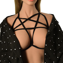 歐美外貿情趣內衣 夜店女神服 鏤空五角星綁帶調節線束文胸 代發