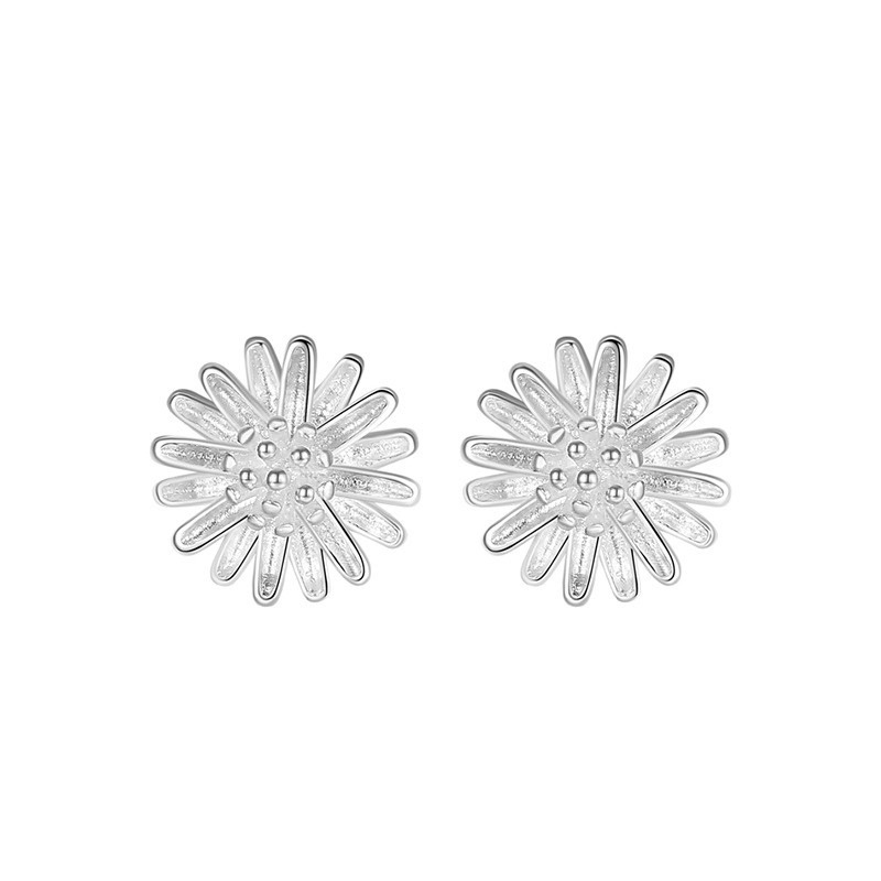 Pendientes de Plata de Ley 925 Japoneses y Coreanos, Nuevos Pendientes de Plata de Ley de Dos Tonos con Diseño de Margarita Pequeña, Modernos y Sencillos para Mujer, Venta al por Mayor