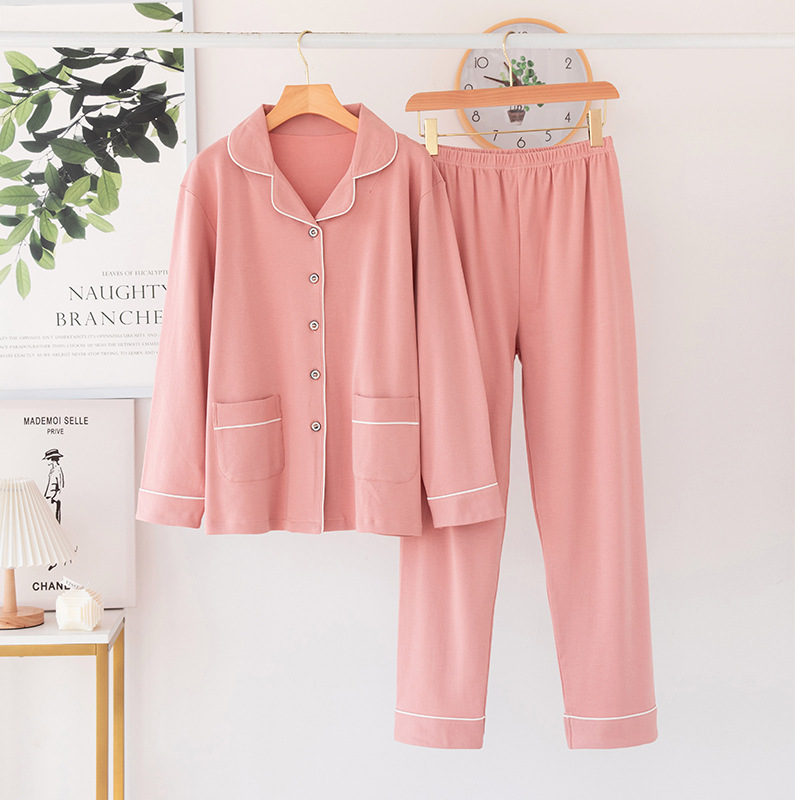 Pijamas pantalones sueltos de algodón de manga larga de verano para mujer ropa para el hogar traje de chaqueta delgada de verano para mujer RR