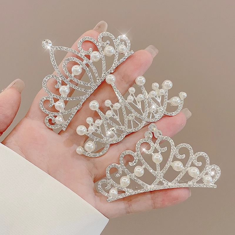 Niños diamante de perla corona cabello para mujeres 2025 nuevo pein exquisito princesa rendimiento de cumpleaños pein adornamiento