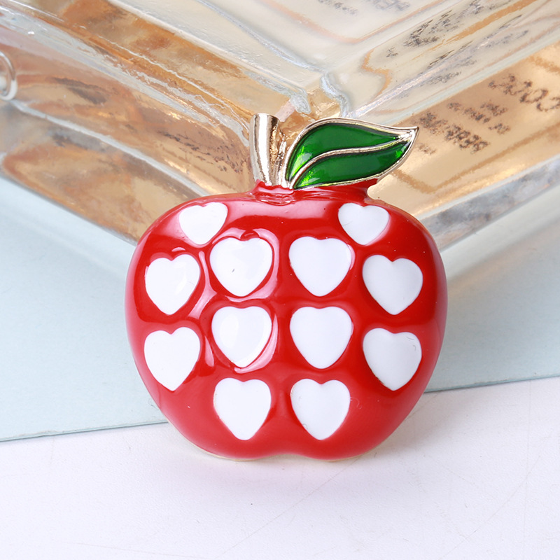 15g Weight IG Style Cute Pin Apple Alloy Enamel Women's Brooches