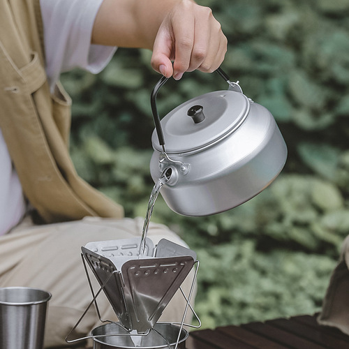 Outdoor aluminum alloy kettle camping ultra-light portable coffee pot camping stainless steel extended spout 0.8L teapot