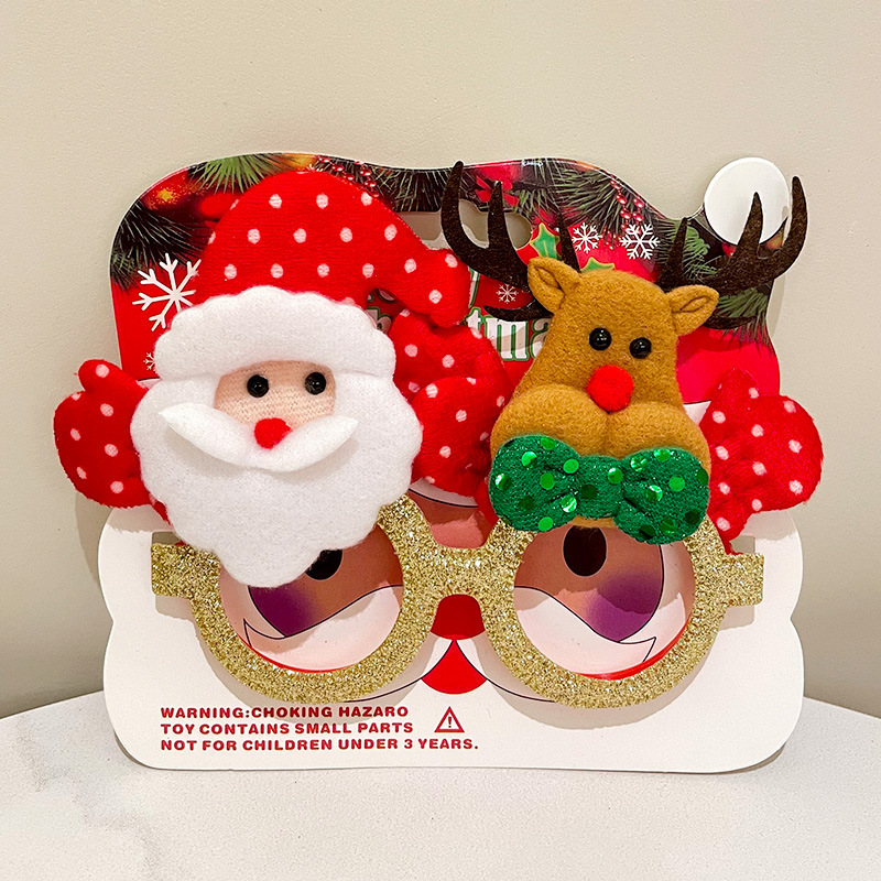 Nuevo marco de gafas de plástico feliz navidad para adultos y niños fiesta de disfraces accesorios de Navidad al por mayor