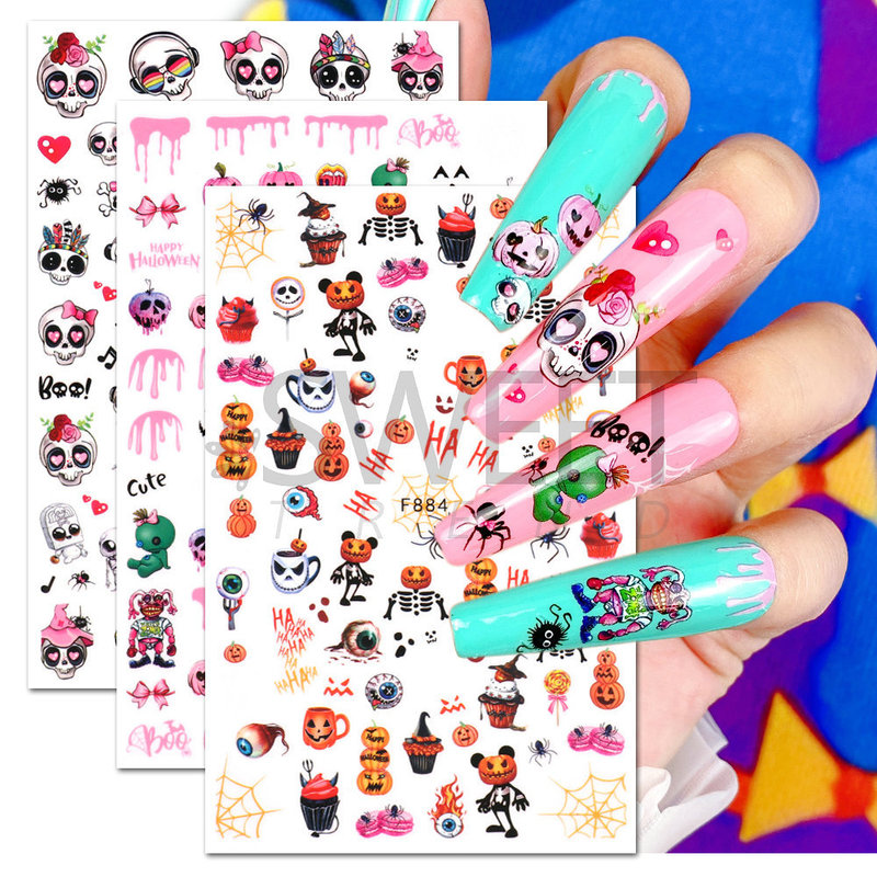 2022 Cross-border New Halloween Nail Art Stickers Wholesale Cartoon Cute Pumpkin Skull Halloween Nail Stickers 2022 Cross-border New Halloween Nail Art Stickers Wholesale Cartoon Cute Pumpkin Skull Halloween Nail Stickers